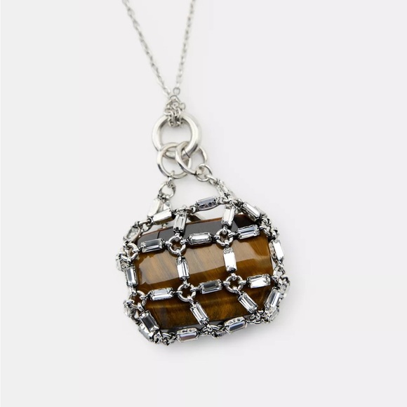 ZARA STONE JEWEL SACK NECKLACE NWT